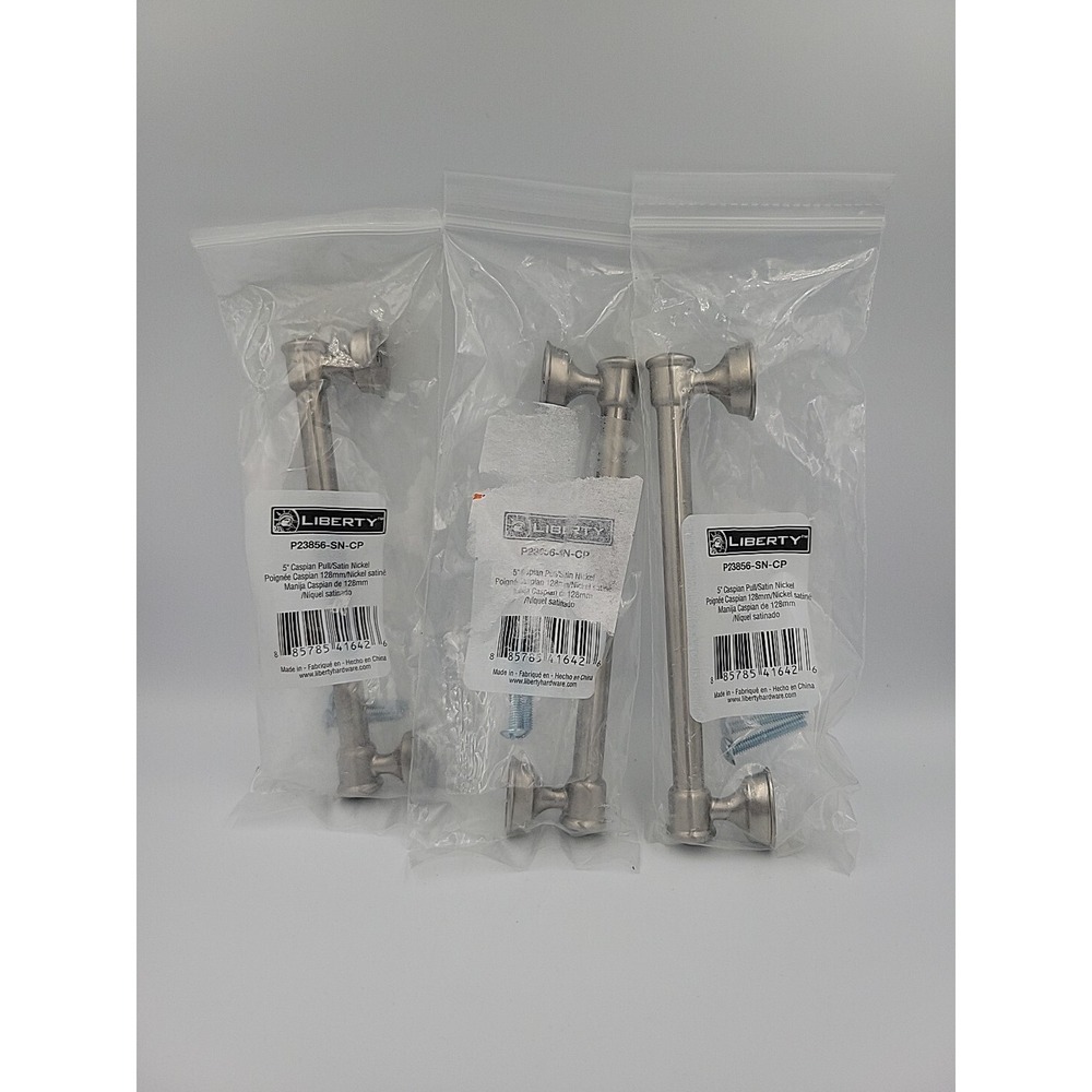 (3) - Liberty P23856-SN-CP 5-Inch Caspian Kitchen or Furniture Cabinet Pull